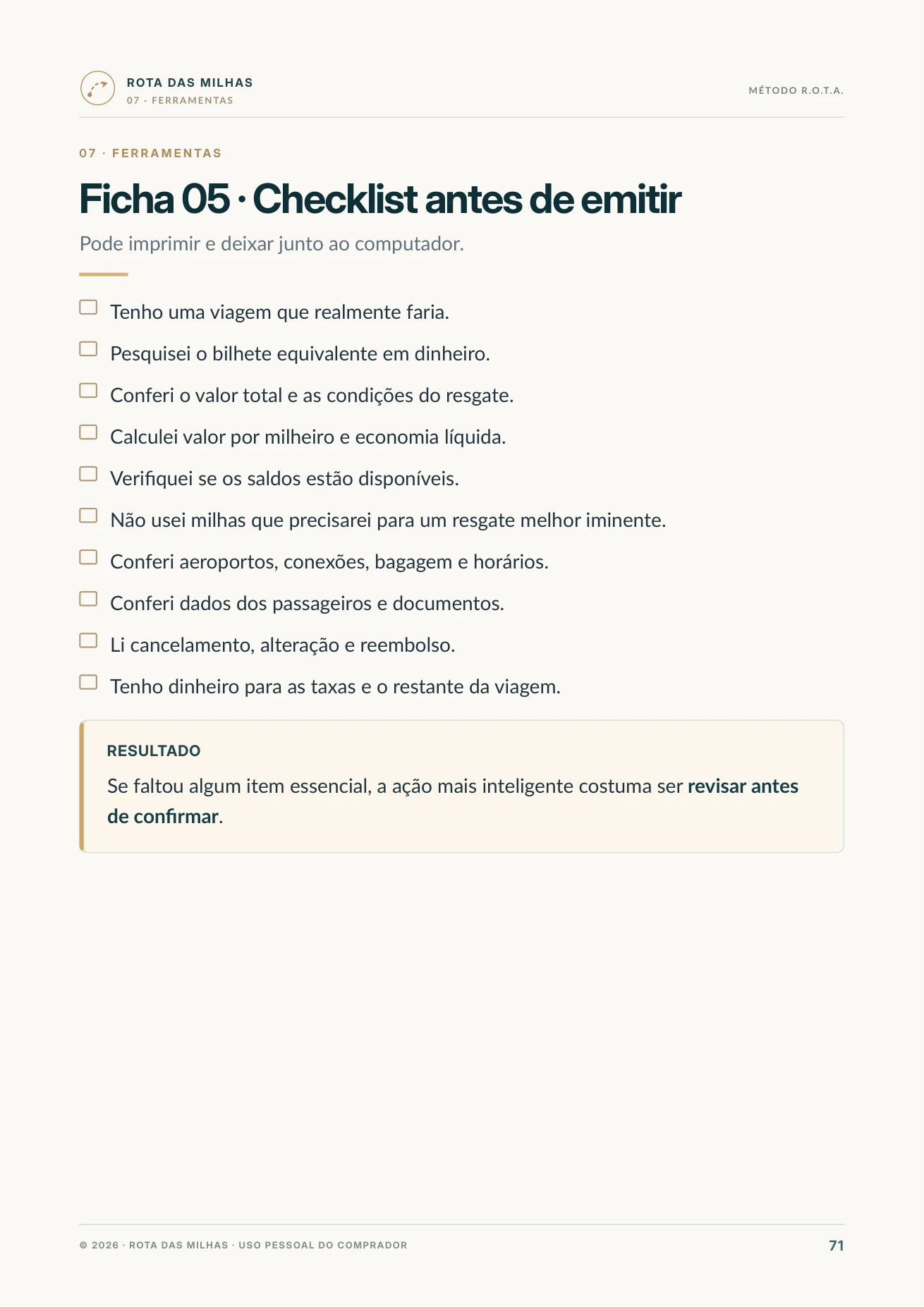 Checklist antes de emitir